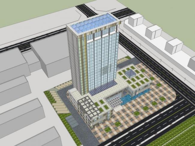Modern High-Rise Hotel Model in SketchUp