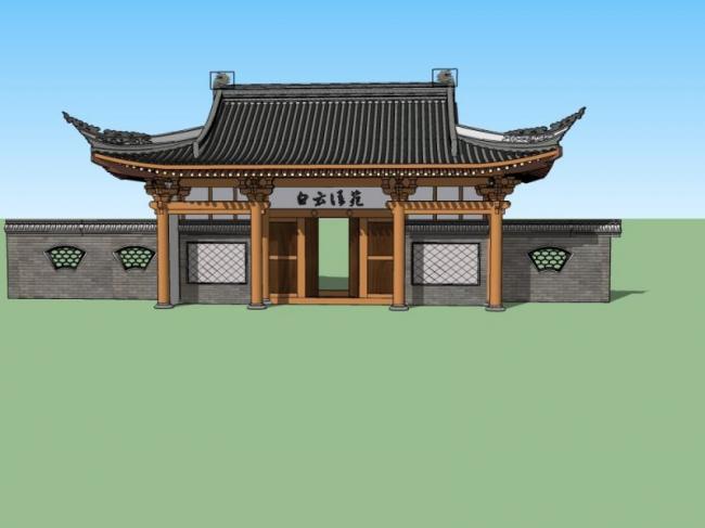 Chinese-Style Gate Sketch Model in SketchUp