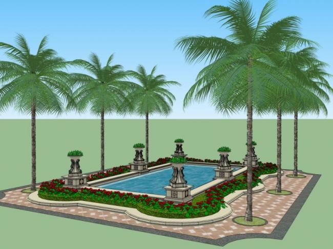 SketchUp Landscape Models: European-Inspired Classical Square Designs