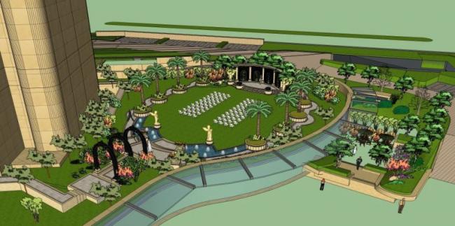 Classical Park Landscape Model in SketchUp