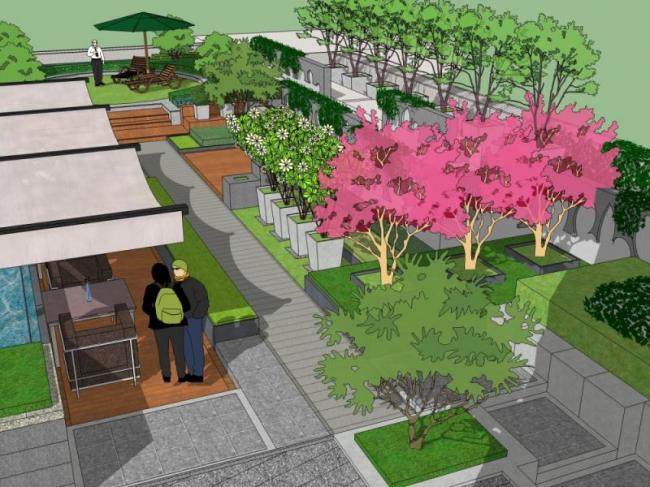 Modern Roof Garden Design in SketchUp Landscape Model