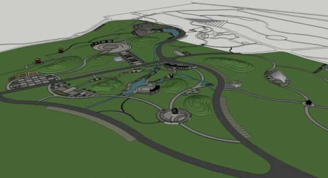 Classical Park Landscape Model in SketchUp
