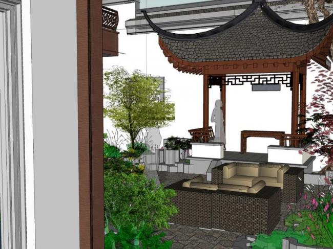 SketchUp Landscape Design: Chinese-Style Courtyard Model