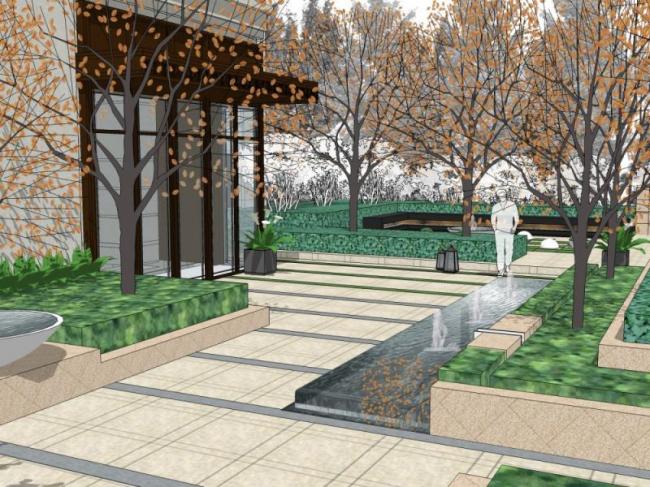 Modern Courtyard Landscape Design in SketchUp