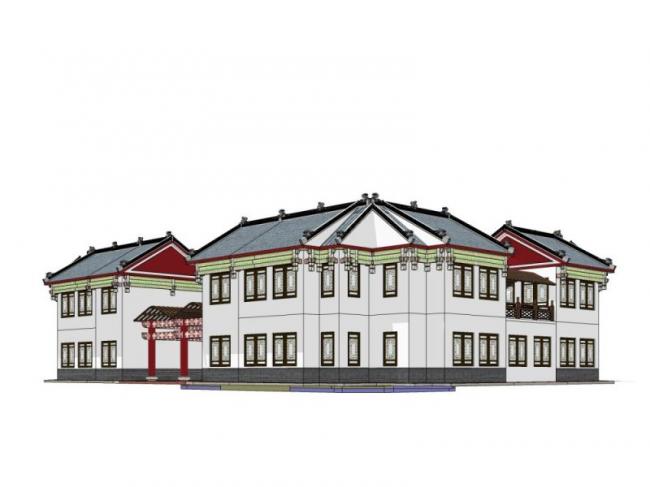 SketchUp Model of Multi-Story Ancient Western Sichuan Architecture in Traditional Chinese Style