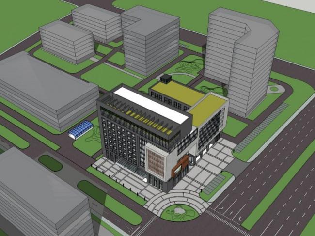 Modern Multi-Story Office Building Model in SketchUp
