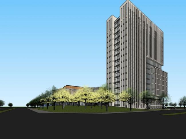 Modern High-Rise Office Building Model in SketchUp