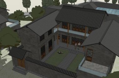 SketchUp Multi-Story Hotel Model Featuring Traditional Chinese Design-BIM WORLD