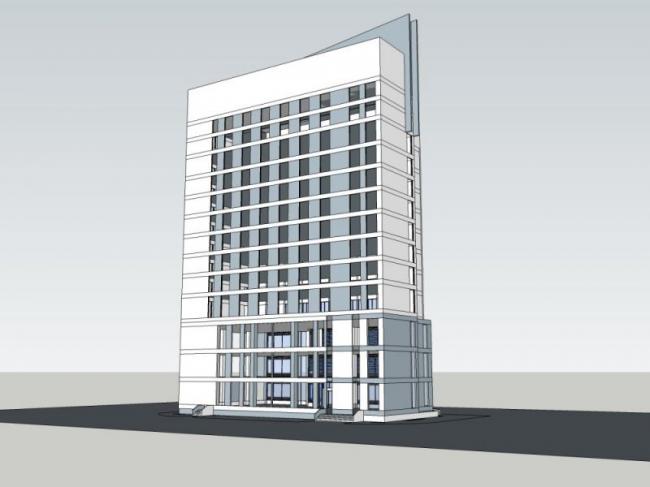 Modern High-Rise Hotel Model in SketchUp
