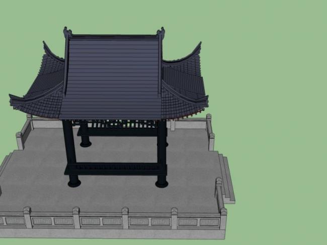 Chinese-Style Pavilion Sketch Model in SketchUp