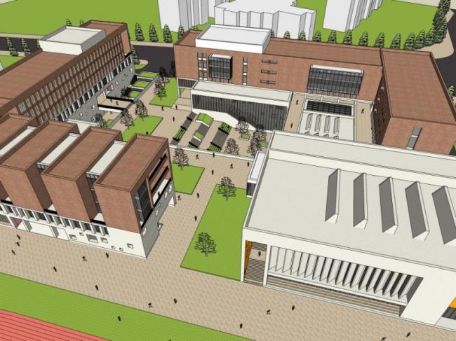 Multi-Story Classical School Campus Model in SketchUp