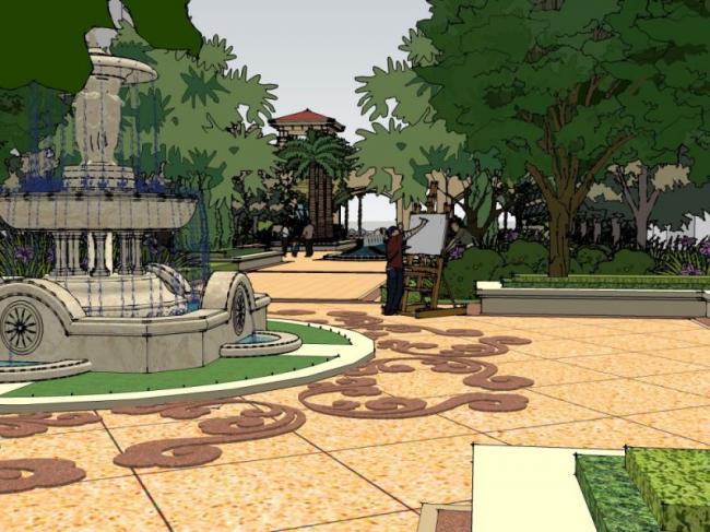 Classical Waterfront Landscape Design in SketchUp