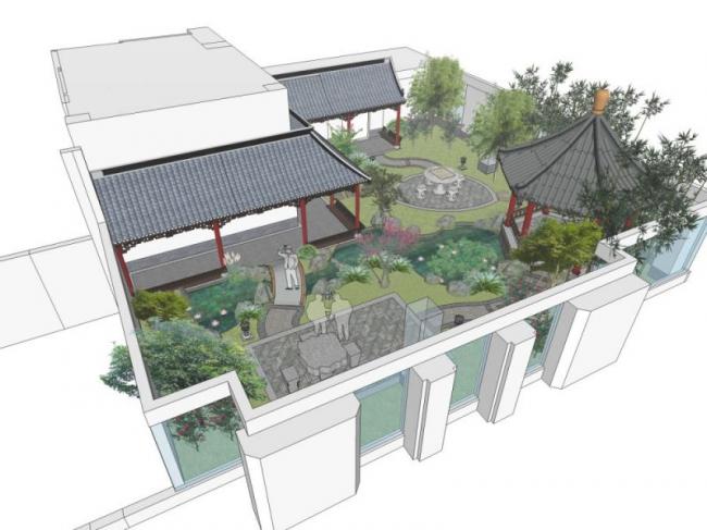 SketchUp Landscape Design: Chinese-Style Roof Garden