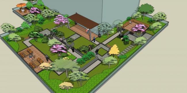 Modern Roof Garden Design | SketchUp Landscape Model