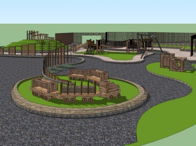 Classical Style Water Park Landscape Model in SketchUp