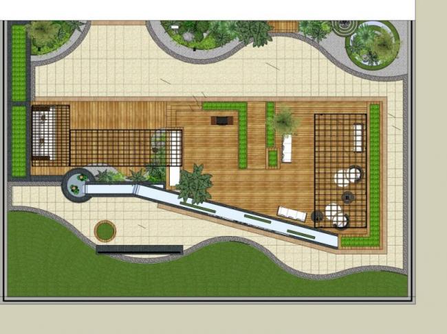 Modern Roof Garden Design in SketchUp Landscape Model