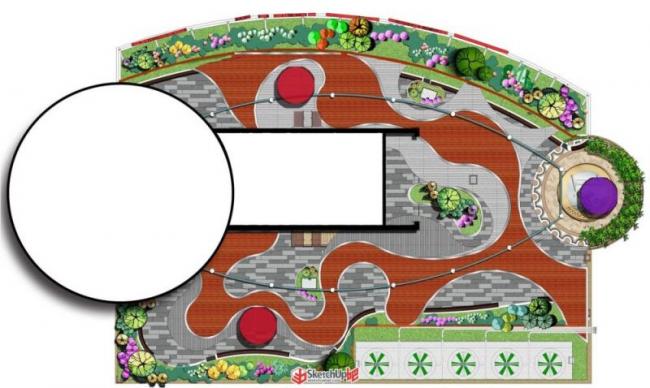 Modern Roof Garden Landscape Model in SketchUp