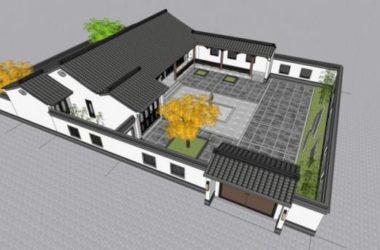 SketchUp Residential Design | Multi-Story Chinese-Style Courtyard Home-BIM WORLD