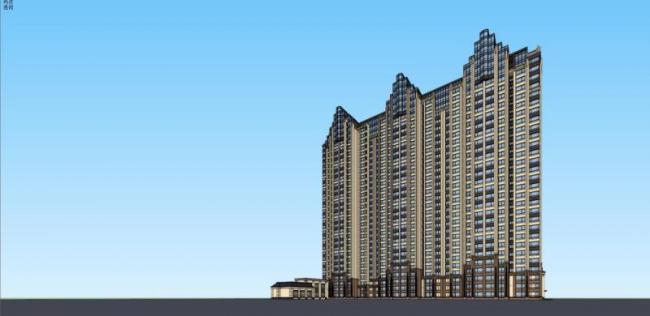 Classical-Style High-Rise Residential Building with Ground Floor Commercial Space – SketchUp Model