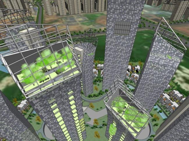 Modern Super High-Rise Residential Model in SketchUp