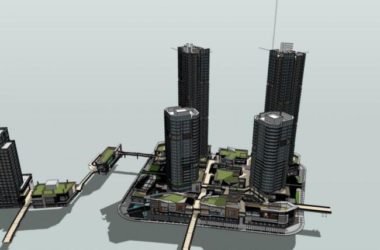 SketchUp Complex Model: Modern Multi-Story Office, Commercial, and Residential High-Rise Building-BIM WORLD