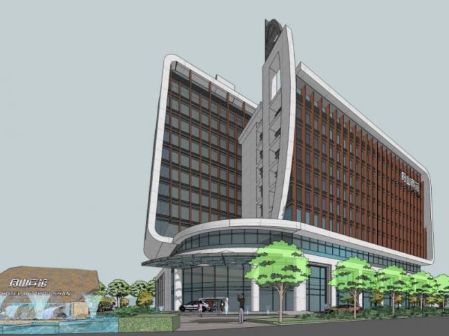 Modern High-Rise Hotel Model in SketchUp