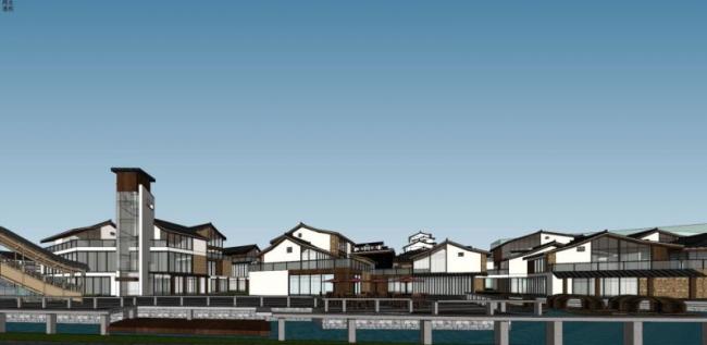 SketchUp Complex Model: Multi-Story Commercial, Residential, and Chinese-Style Hotel Design