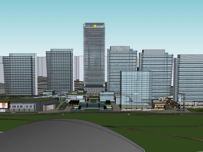 SketchUp Complex Model: Multi-Story Commercial, Office, Hotel, and Modern Residential Building