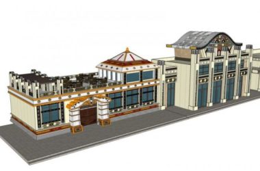 SketchUp Business Model: Classic-Style Low-Rise Restaurant Design-BIM WORLD