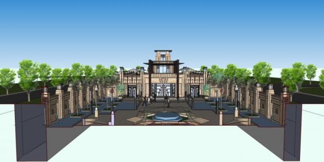 SketchUp Business Model: Modern Low-Rise Sales Office Design