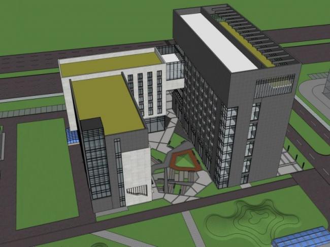 Modern Multi-Story Office Building Model in SketchUp