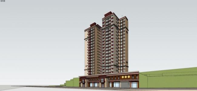 SketchUp Residential Models: High-Rise Buildings with Tibetan Architectural Style