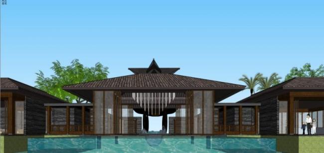SketchUp Multi-Story Hotel Model Featuring Traditional Chinese Architecture