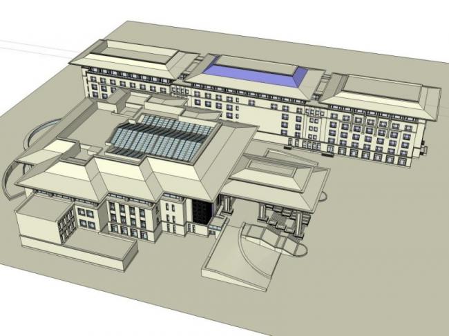 Modern Multi-Story Hotel Model in SketchUp