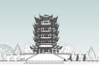 SketchUp Model of Ancient Chinese Architecture: Multi-Story Yellow Crane Tower with Attic-BIM WORLD