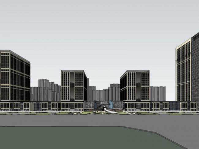 Detailed SketchUp Model of a Multi-Story Classical Commercial Complex Featuring Office and Shopping Spaces