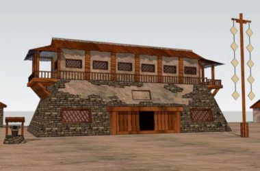 SketchUp Model of a Multi-Story Chinese Post Station in Ancient Architectural Style-BIM WORLD