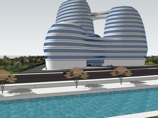 Modern Multi-Story Hotel Model in SketchUp