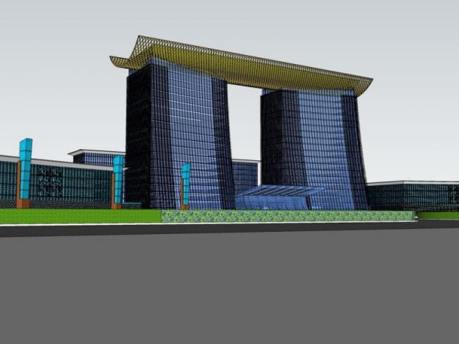 Modern High-Rise Office Building Model in SketchUp
