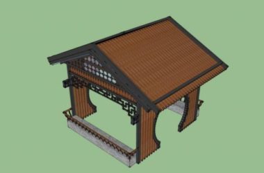 SketchUp Model of a Traditional Chinese Wooden Pavilion-BIM WORLD