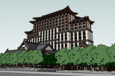 SketchUp Hotel Model: High-Rise Chinese-Style Design for Nanhu Desheng Hotel Bidding Proposal-BIM WORLD