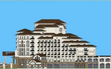 SketchUp Multi-Story Hotel Model | Classical Spanish Style Design-BIM WORLD