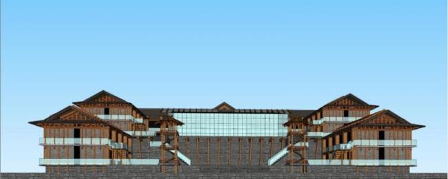SketchUp Multi-Story Hotel Model Featuring Traditional Chinese Architecture