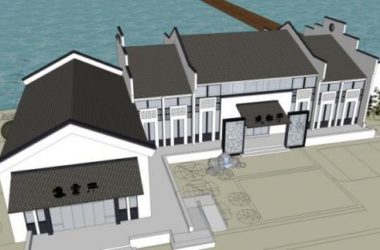 SketchUp Station Road Bridge Pier with Chinese Design Elements-BIM WORLD