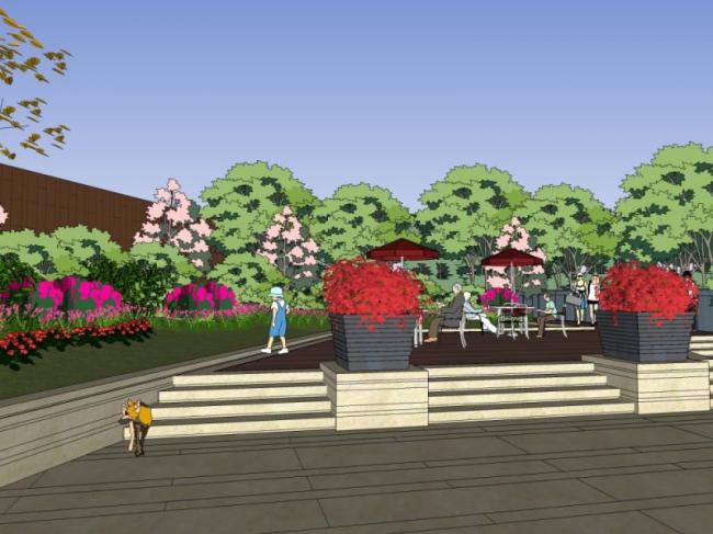 SketchUp Landscape Model: Commercial Design in Classical Style