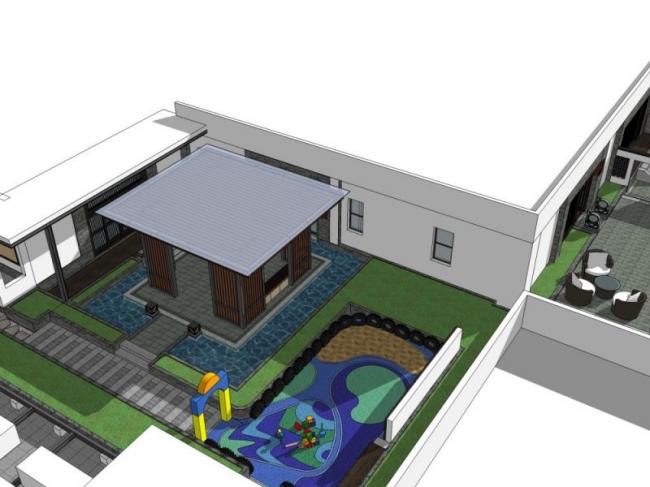 Modern Roof Garden Landscape Model in SketchUp