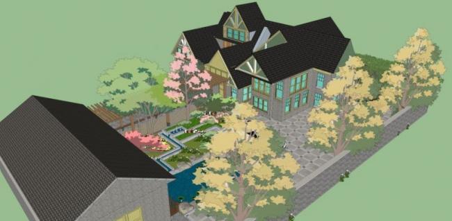 Modern Courtyard Landscape Design in SketchUp