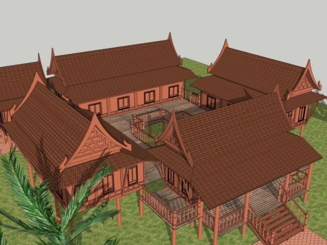 SketchUp Residential Models: Thai and Classical Architectural Styles