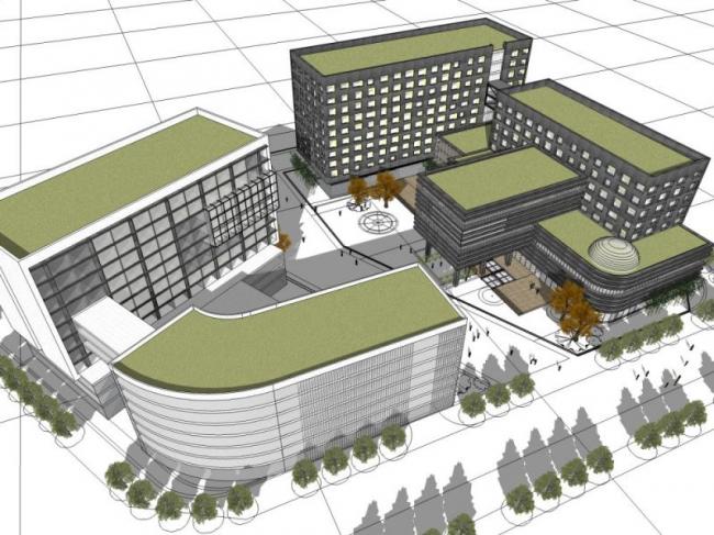 Modern Multi-Story Hotel Model in SketchUp