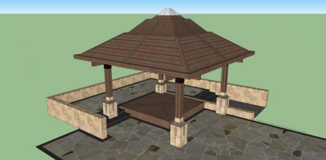Classical Style Pavilion Sketch Model in SketchUp